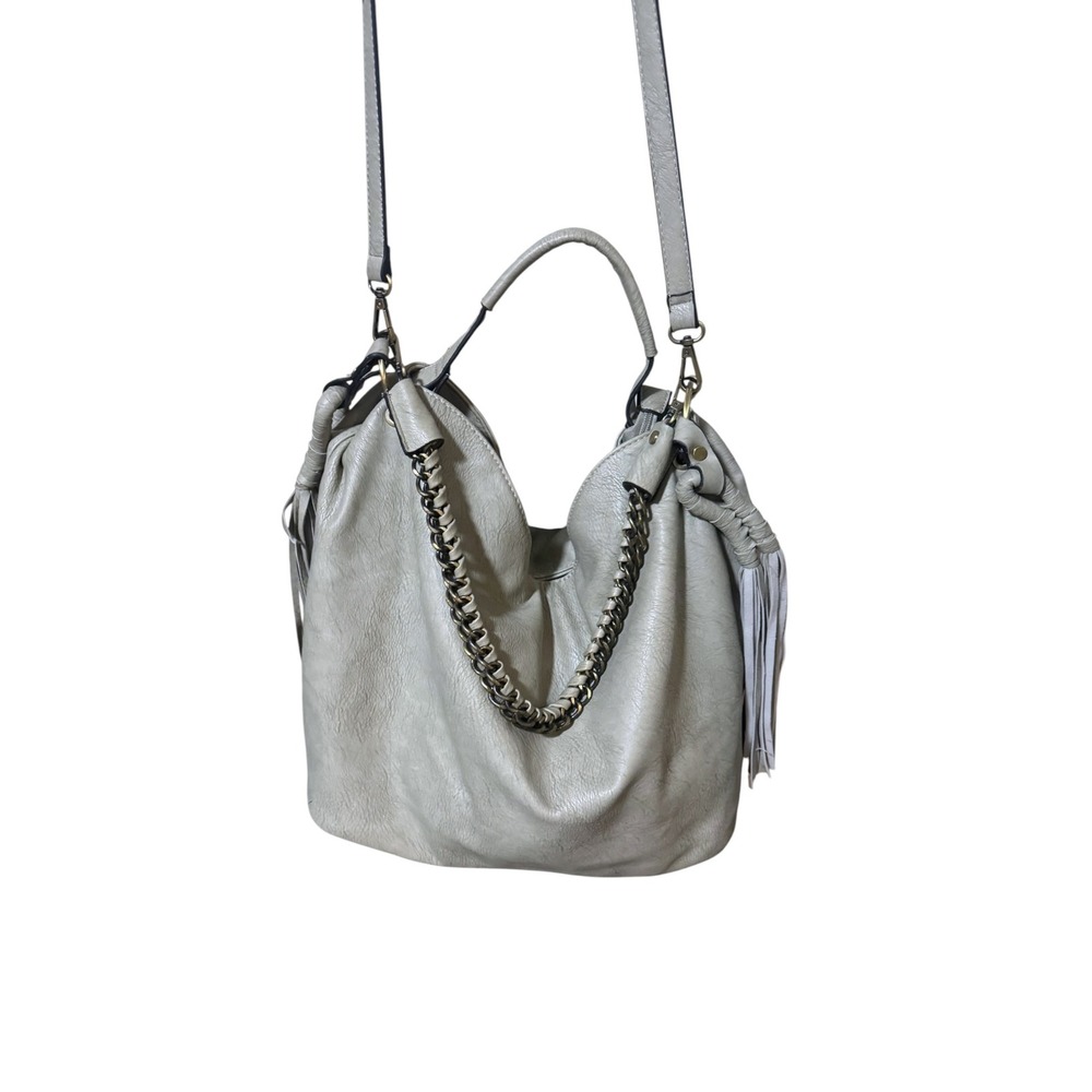Slouchy Vegan leather hobo Bag Chain Tassel fringe Crossbody purse western boho